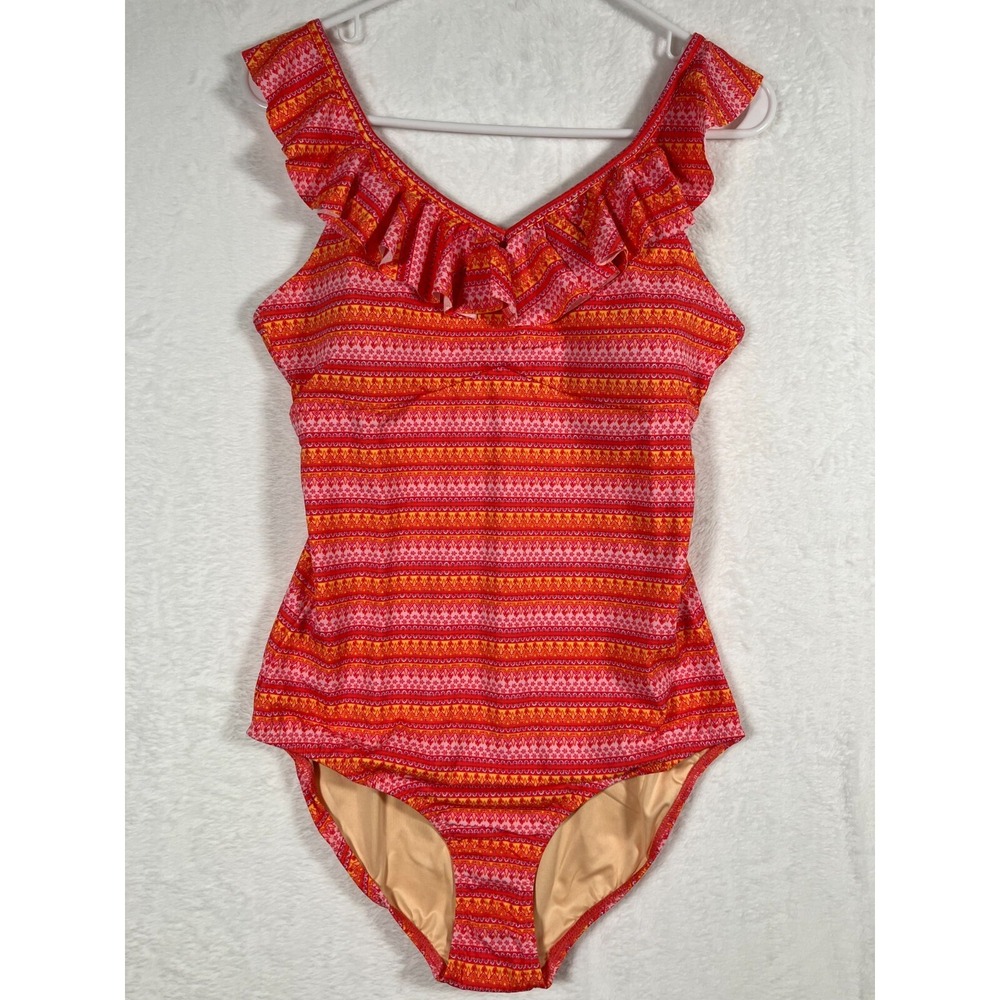 Cabana Life One Piece Swimsuit Size Large Empire Waist Ruffle Boca Raton NEW